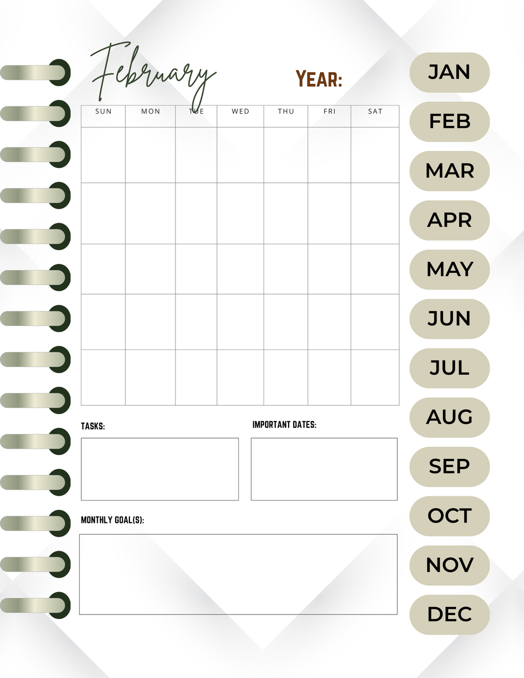 FREE Reusable Hyperlinked Monthly Planner (iPad/Goodnotes) in PDF