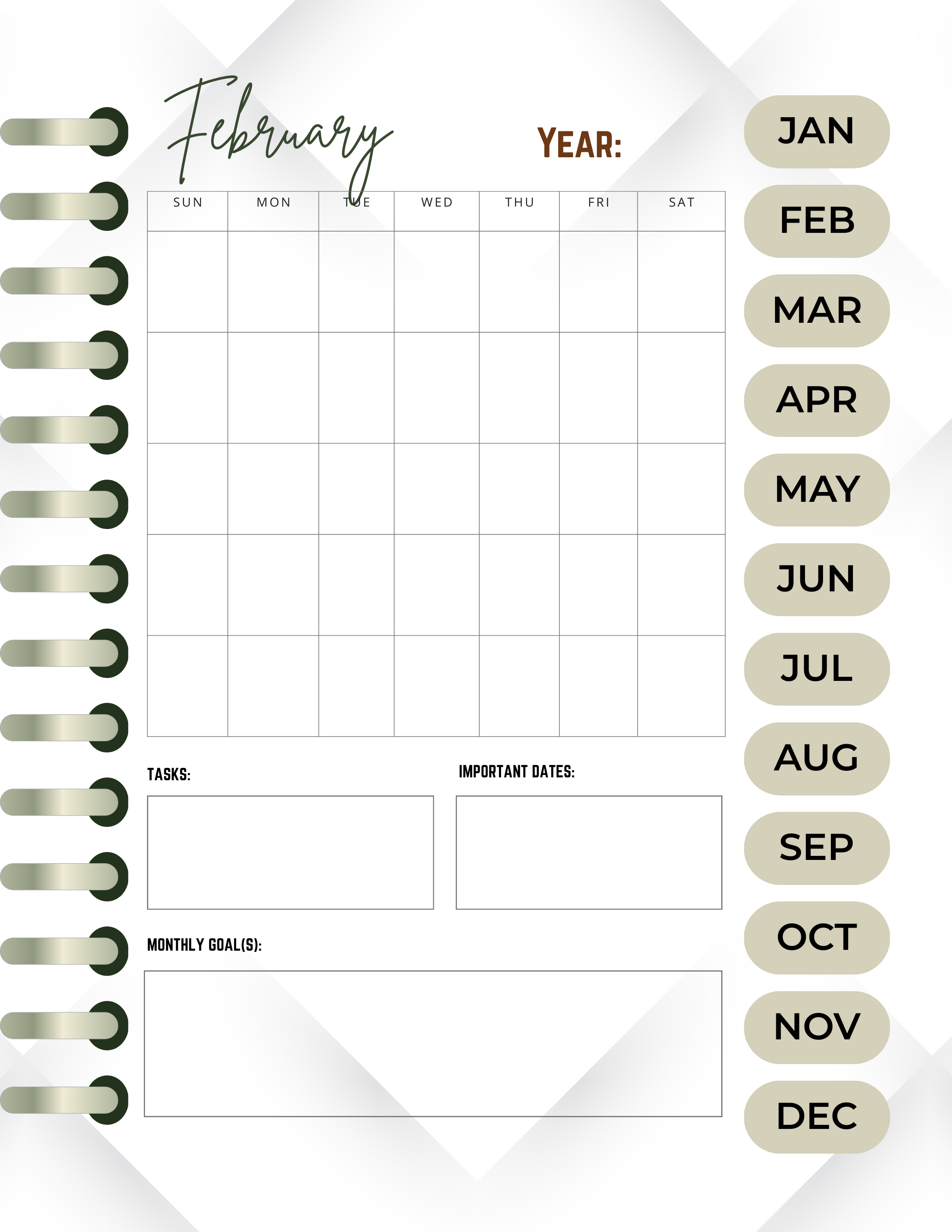 FREE Reusable Hyperlinked Monthly Planner (iPad/Goodnotes) in PDF